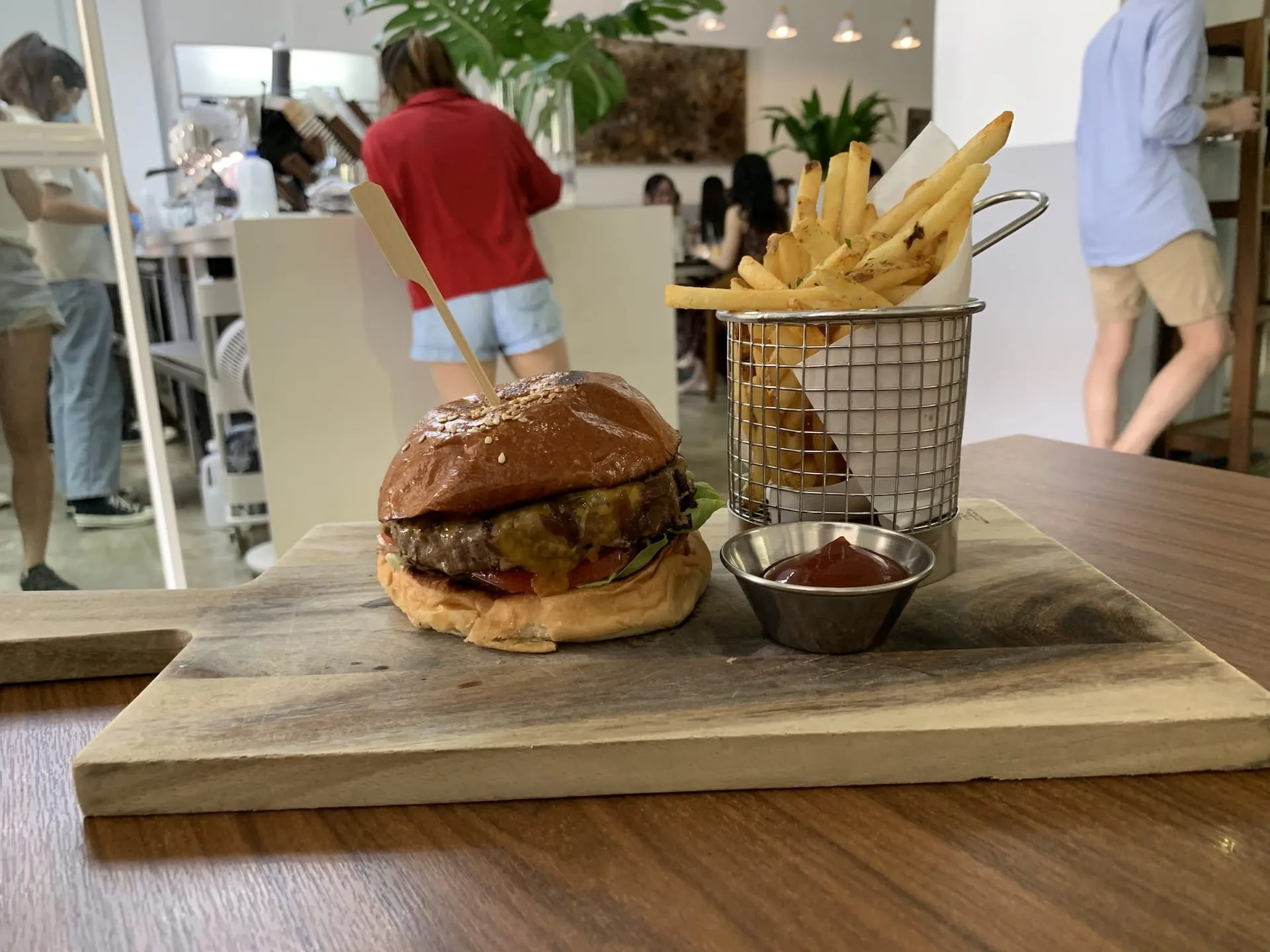 Beef Burger at Five Oars Coffee Roasters