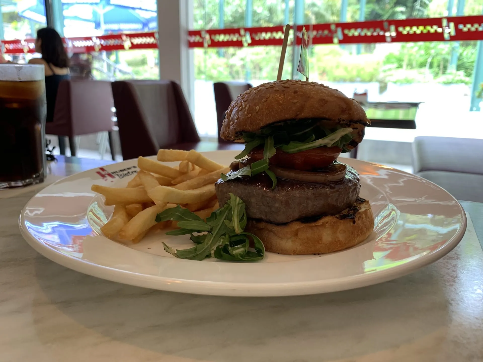 Huber's Dry Aged Beef Burger at Huber's Bistro